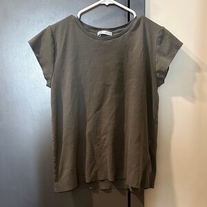 Zara Olive Short Sleeve Crew Neck Tee